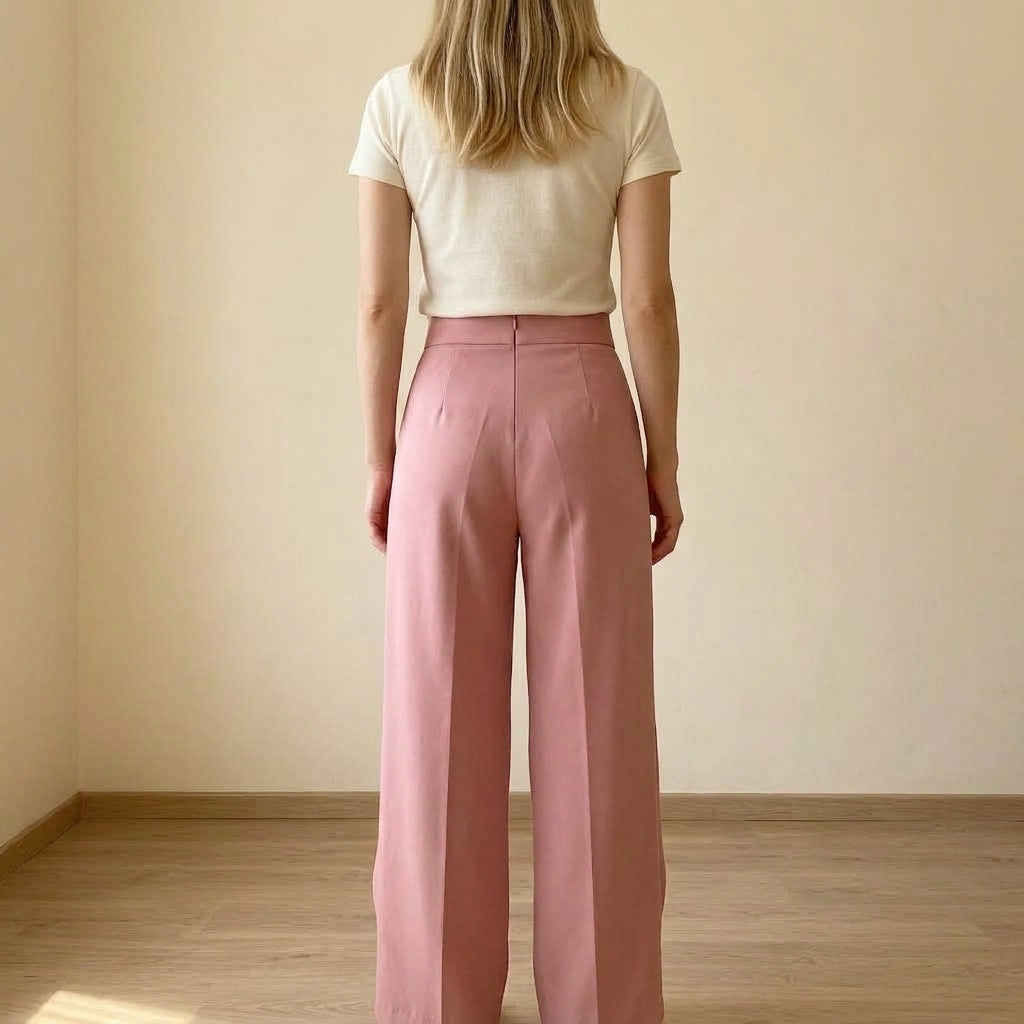 Romilda | Pantaloni a Vita Alta Gamba Larga con Pieghe