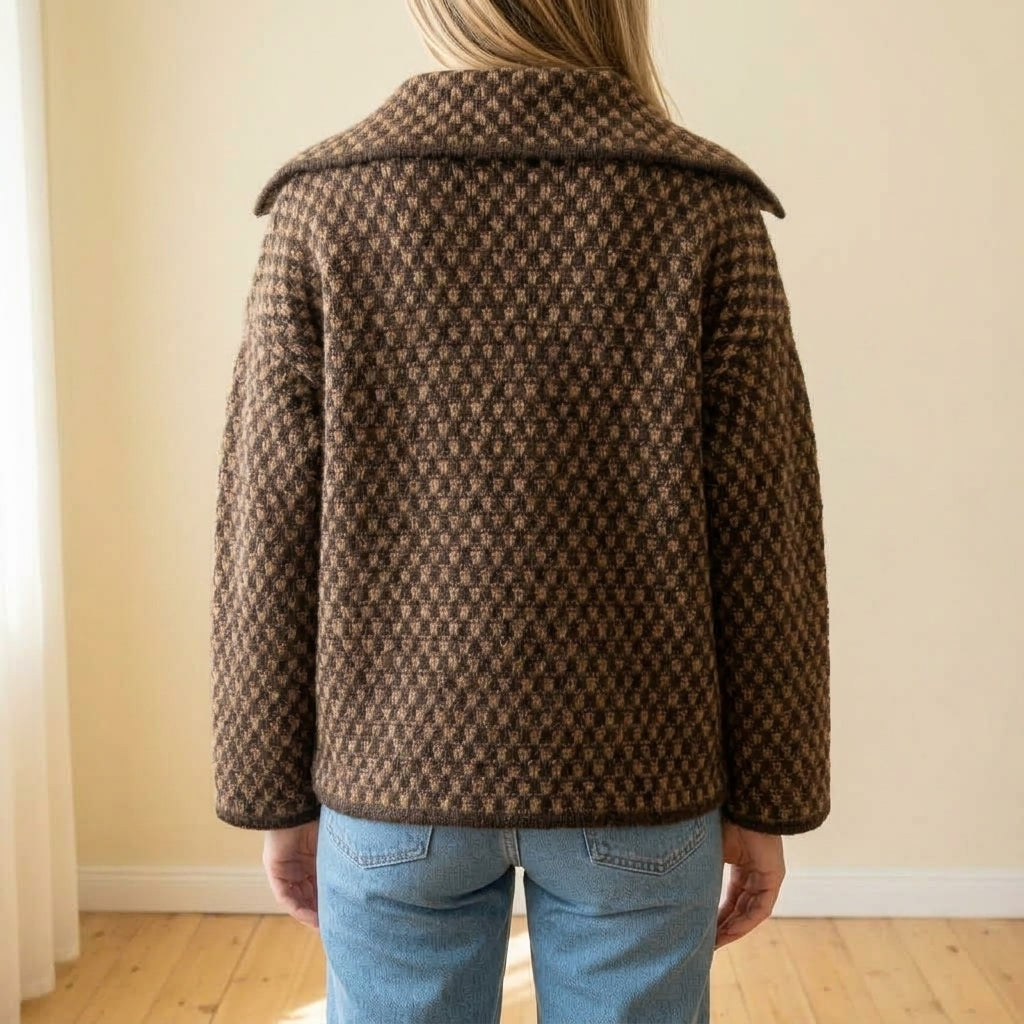 Oriana | Cardigan a Quadretti con Colletto