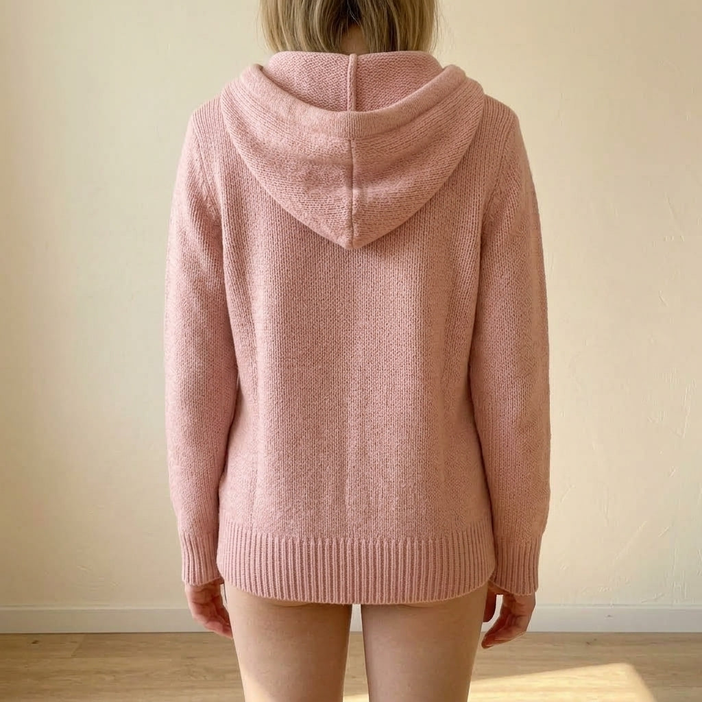 Rosa | Cardigan con Cappuccio e Bottoni