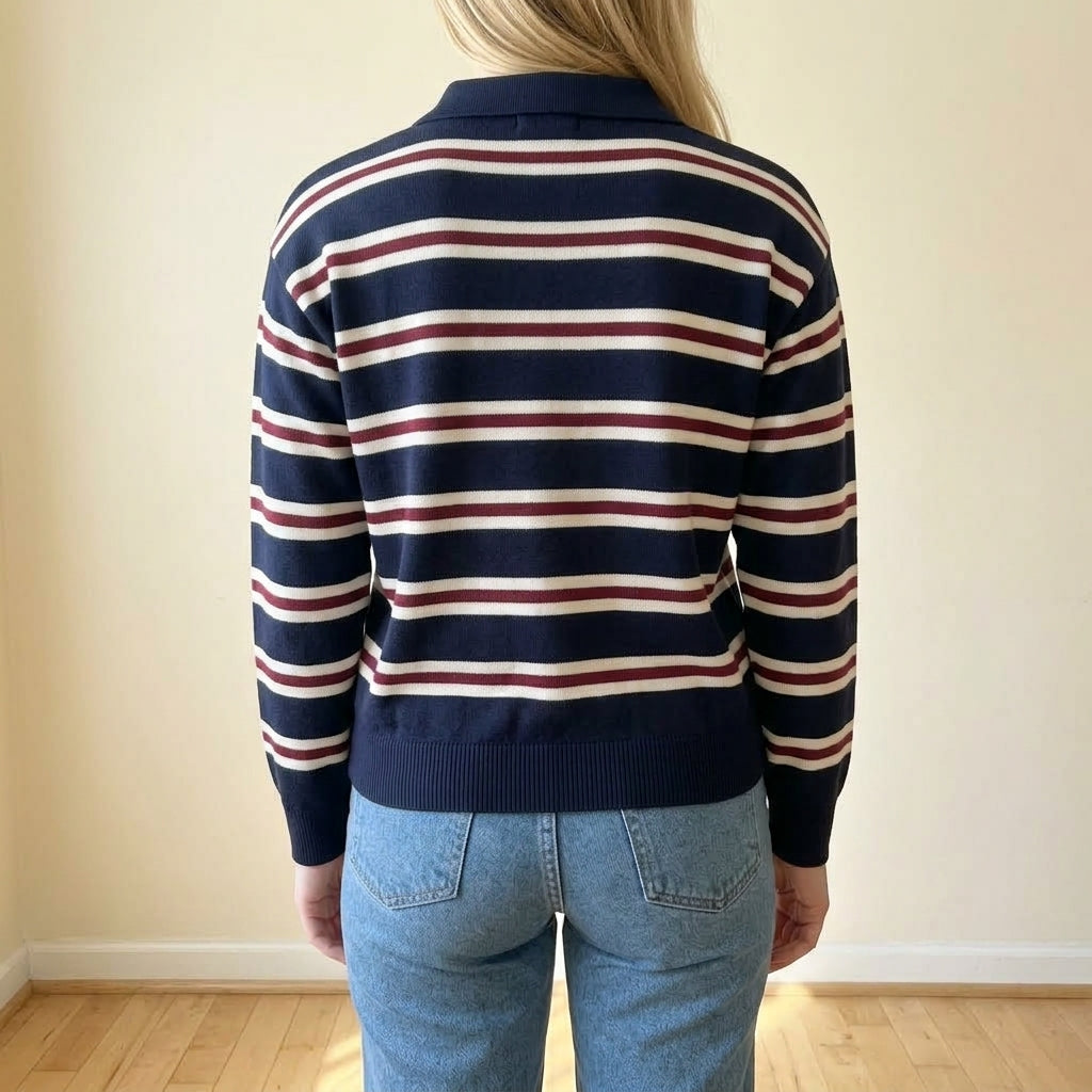 Debora | Maglione Polo a Righe Stile College