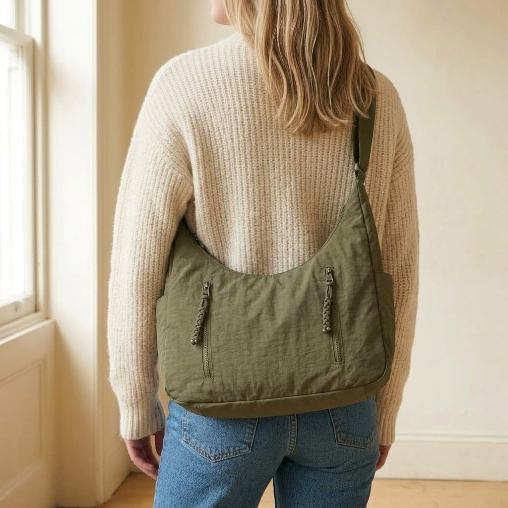 Elena | Borsa Hobo Morbida in Nylon
