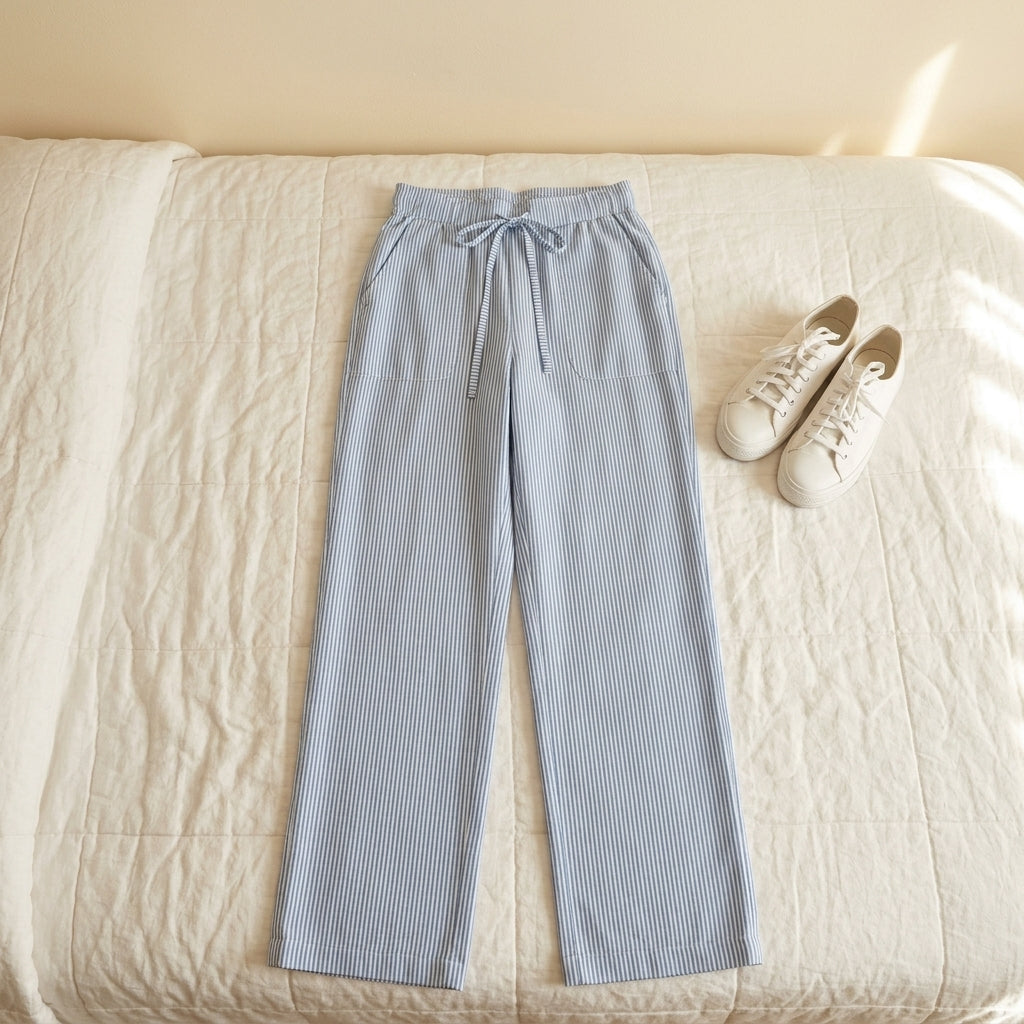 Palmira | Pantaloni a Righe Vita Alta con Coulisse