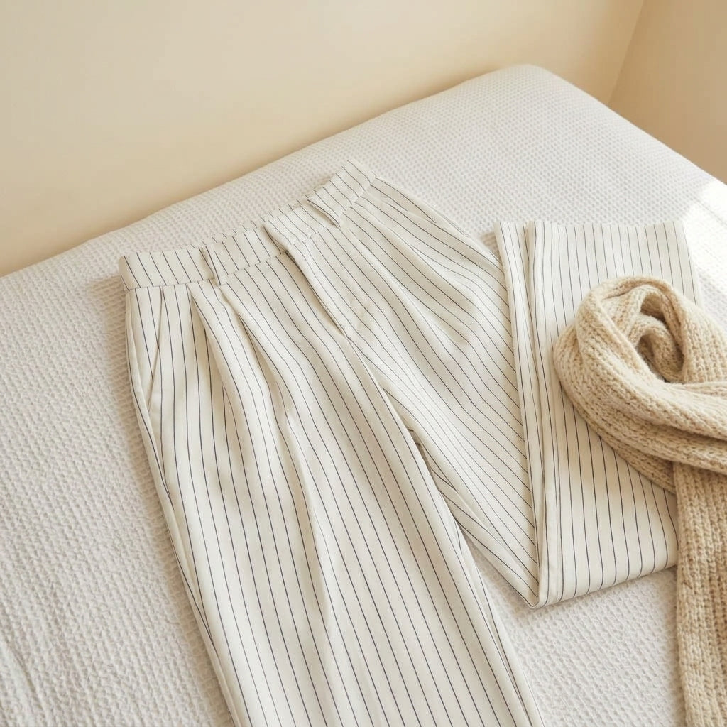 Ottavia | Pantaloni Gessati a Righe Vita Alta