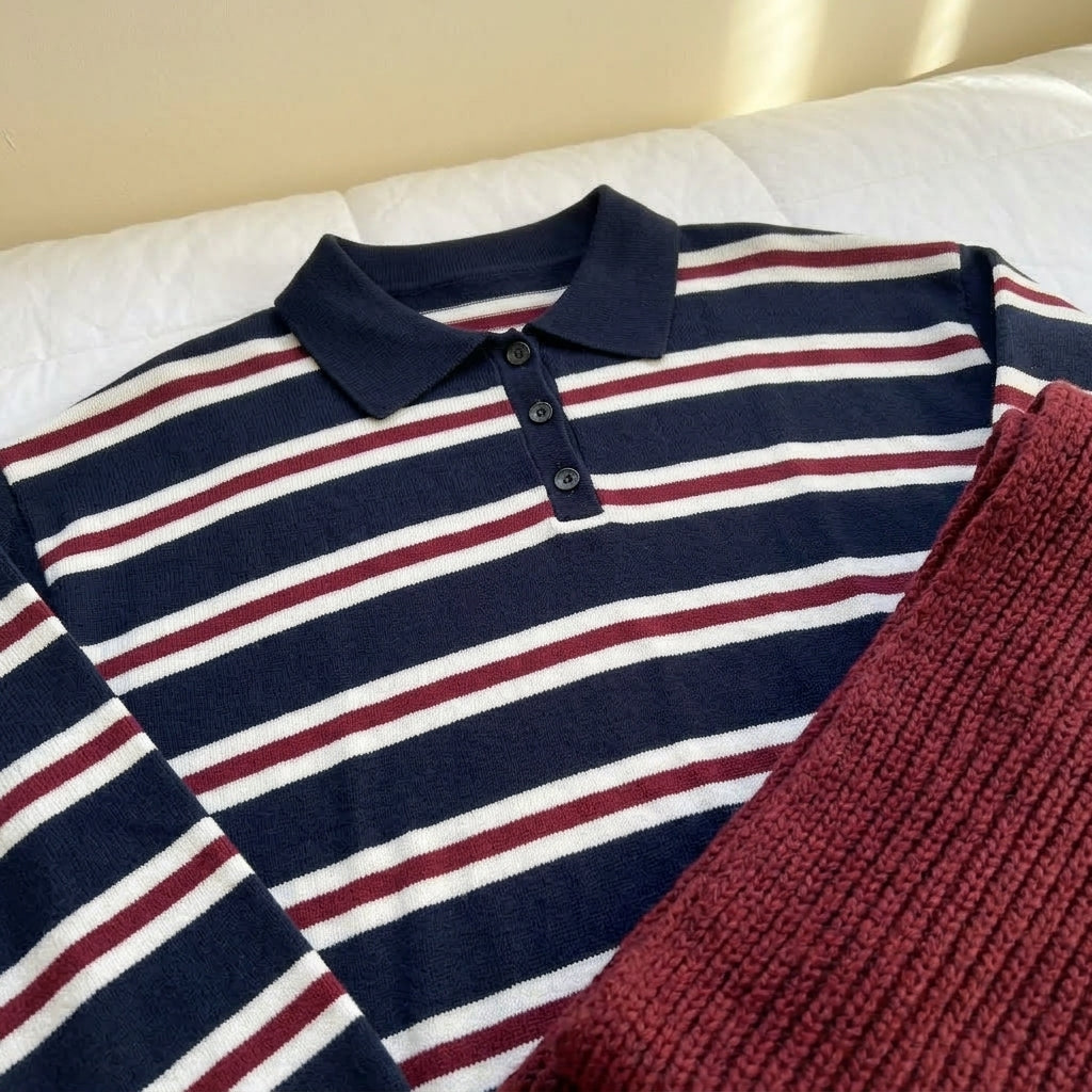 Debora | Maglione Polo a Righe Stile College