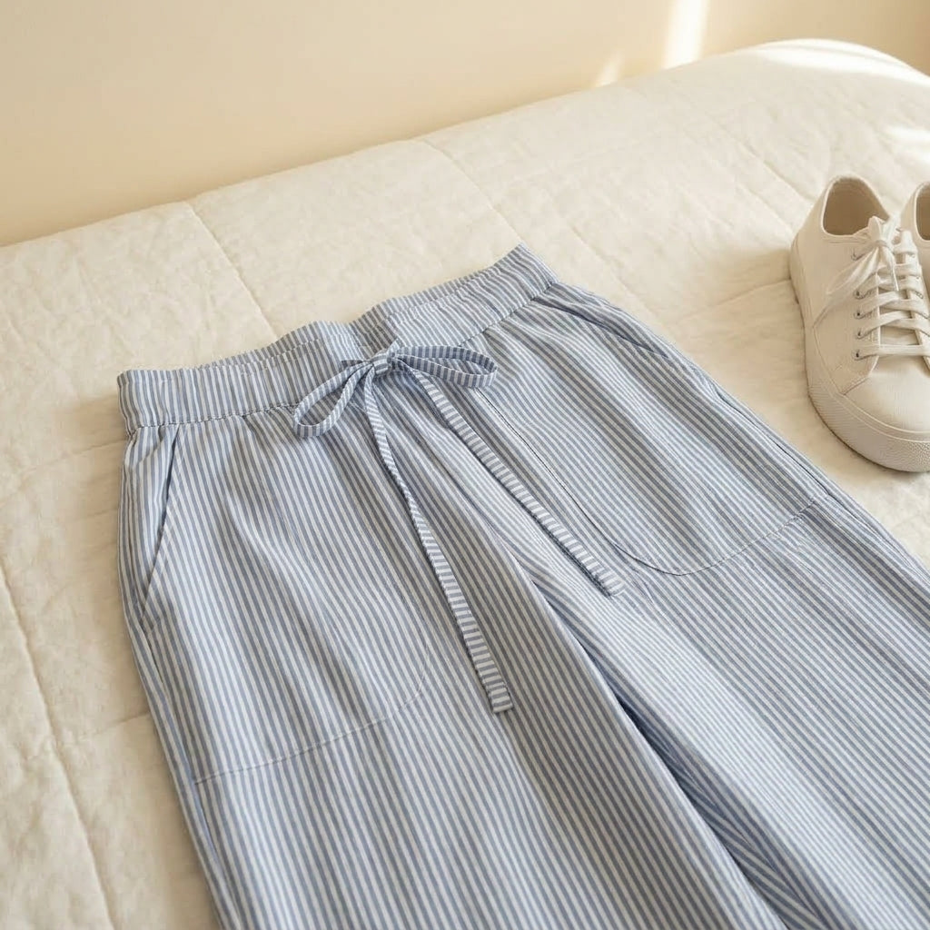 Palmira | Pantaloni a Righe Vita Alta con Coulisse