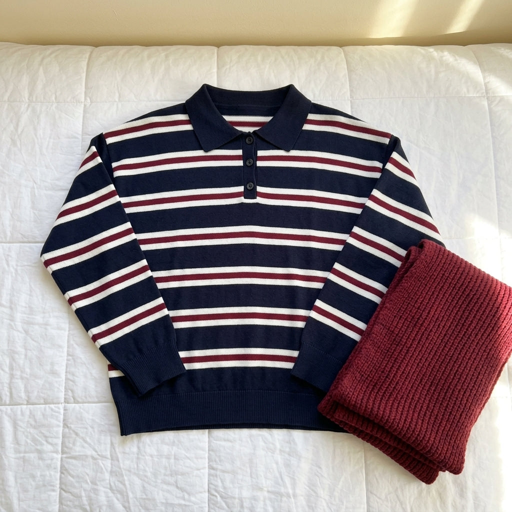 Debora | Maglione Polo a Righe Stile College