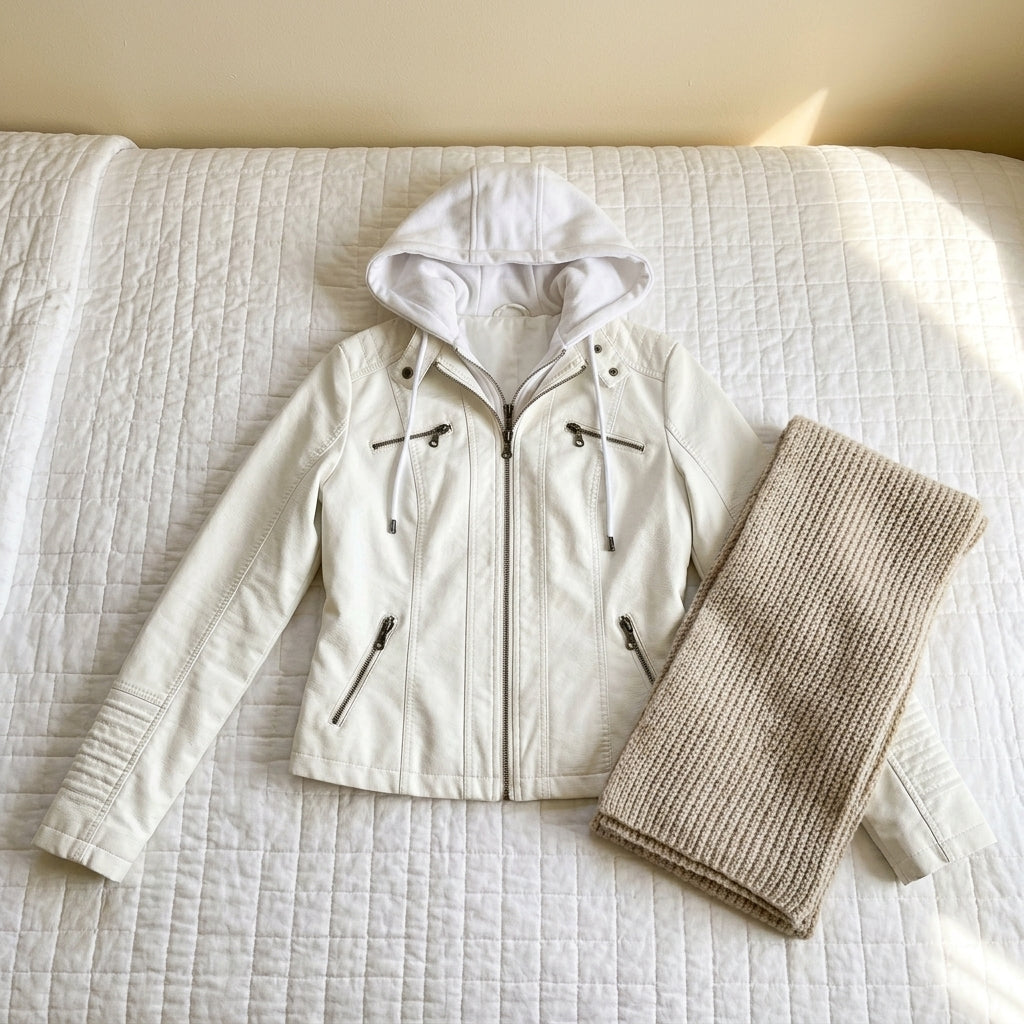 Adele | Giacca in Pelle con Cappuccio e Zip