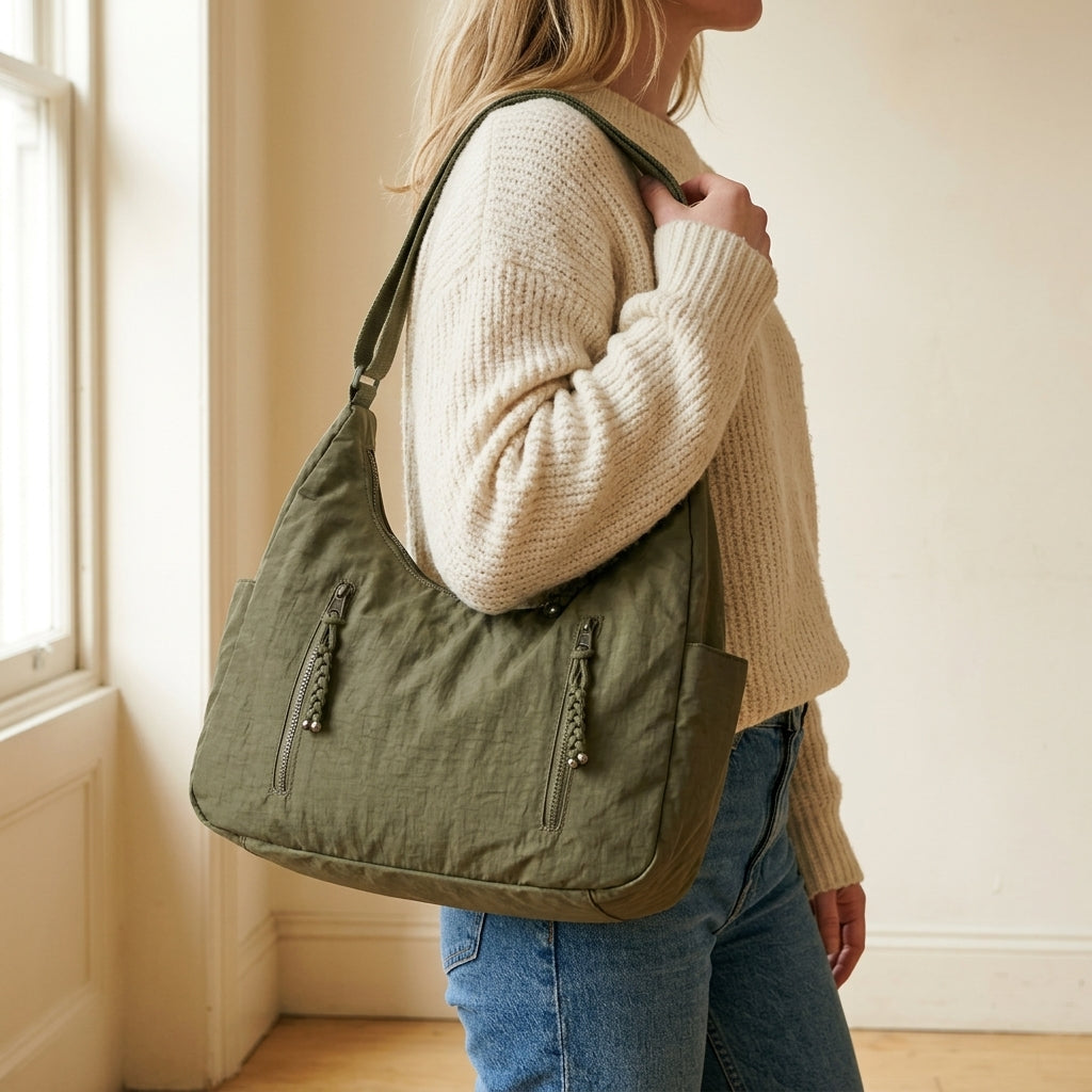 Elena | Borsa Hobo Morbida in Nylon