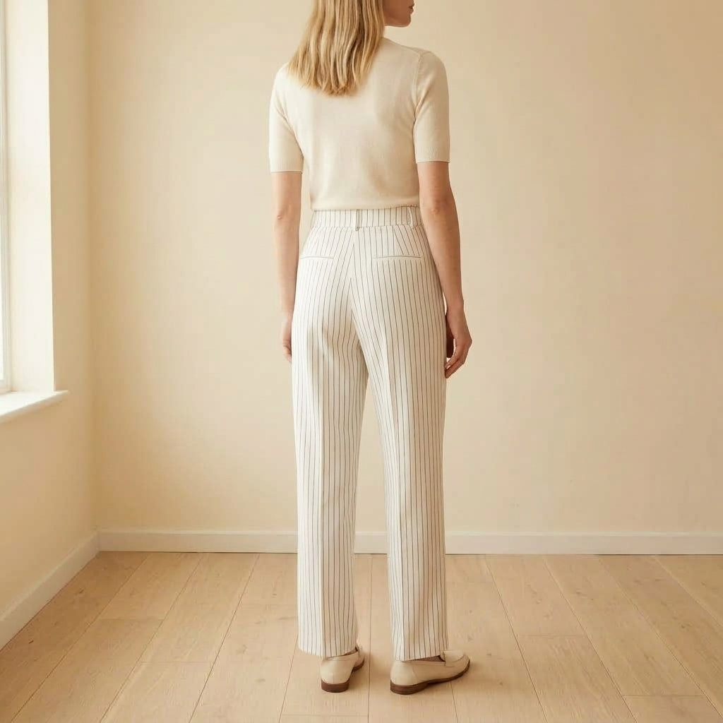 Ottavia | Pantaloni Gessati a Righe Vita Alta