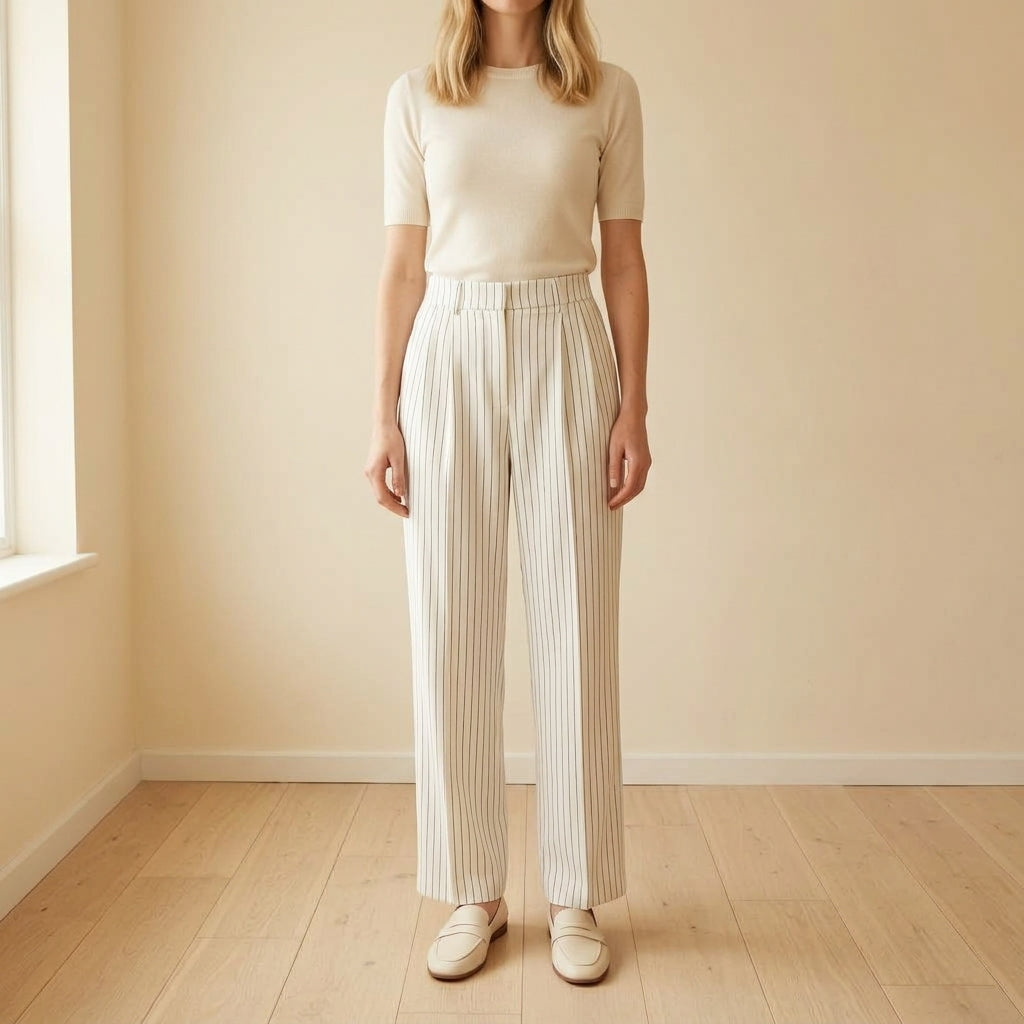 Ottavia | Pantaloni Gessati a Righe Vita Alta