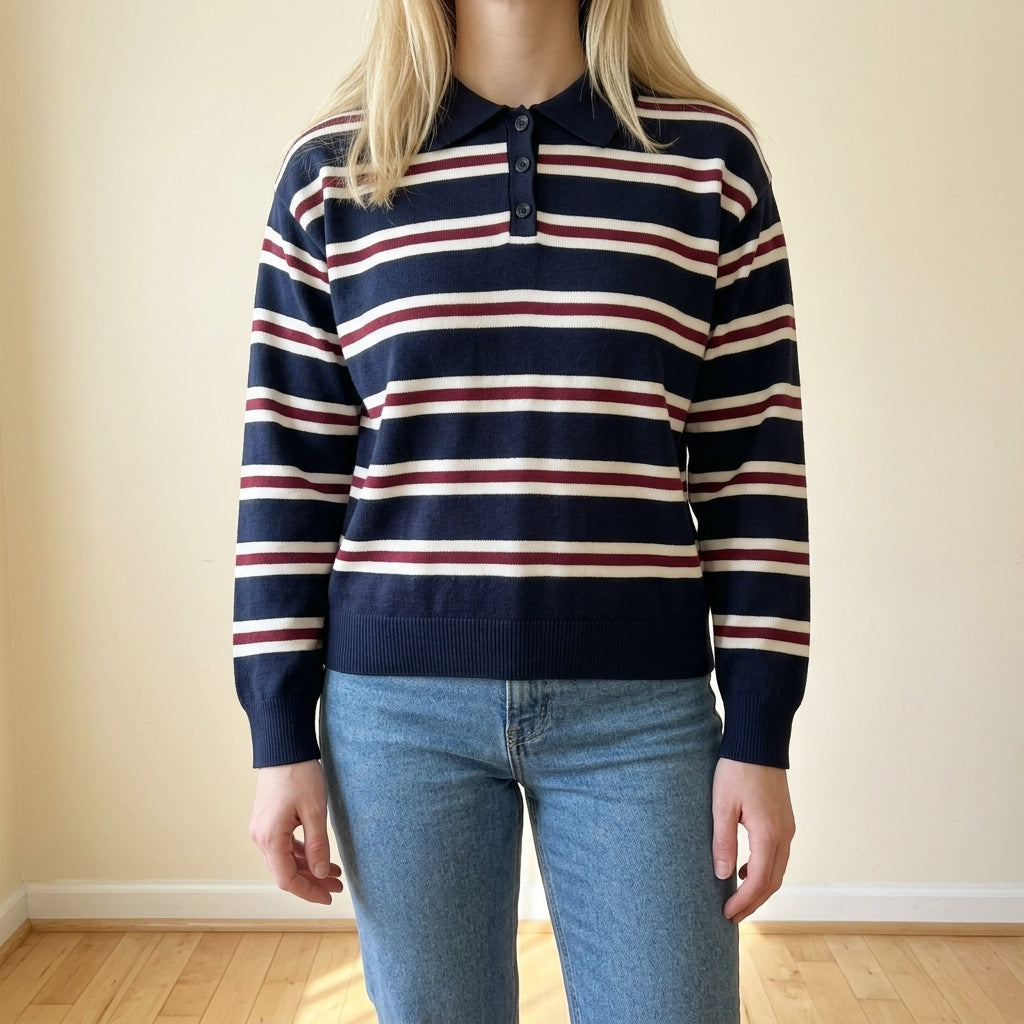Debora | Maglione Polo a Righe Stile College