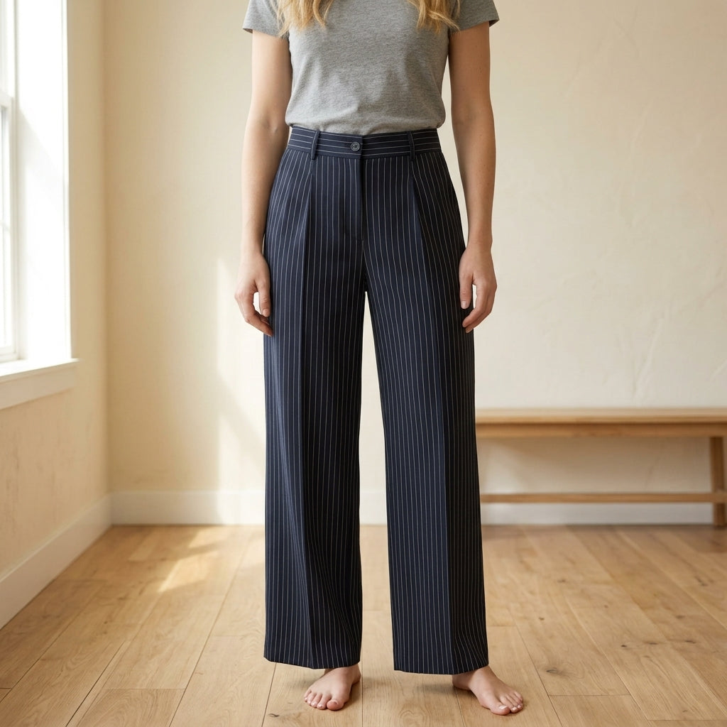 Costanza | Pantaloni a Righe Oversize Pieghettati